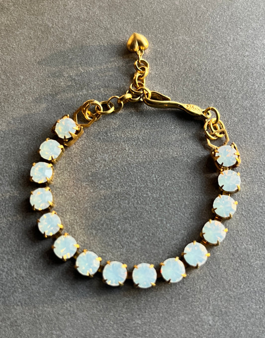 Dreamy Preciosa “Moon Opal” Czech Crystal Rhinestone Chain Bracelet
