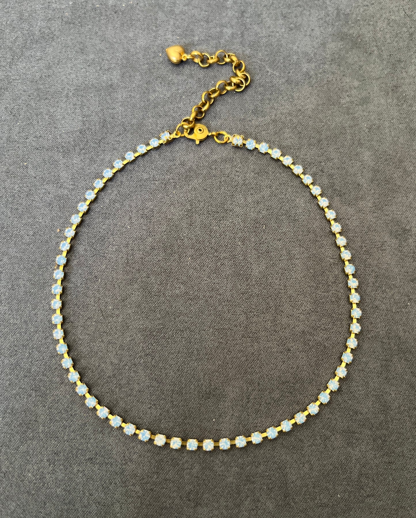 Blue Moon Opal  ~ Preciosa Czech Tiny Crystal Tennis Necklace {Classic Choker Style}