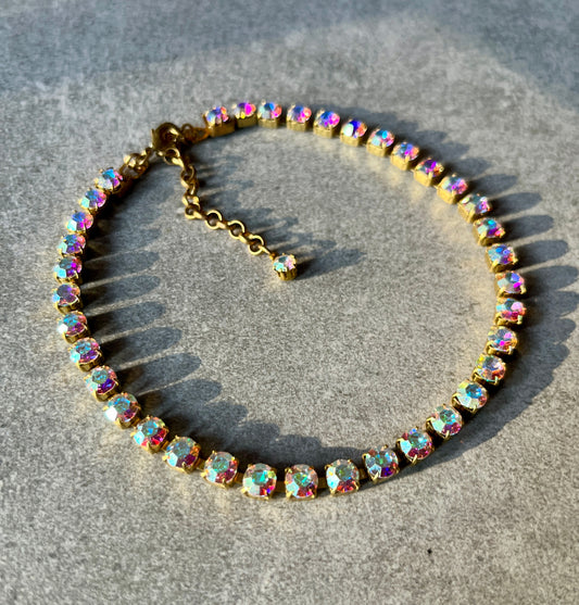 Gorgeous “Aurora Borealis” Czech Crystal Choker Necklace