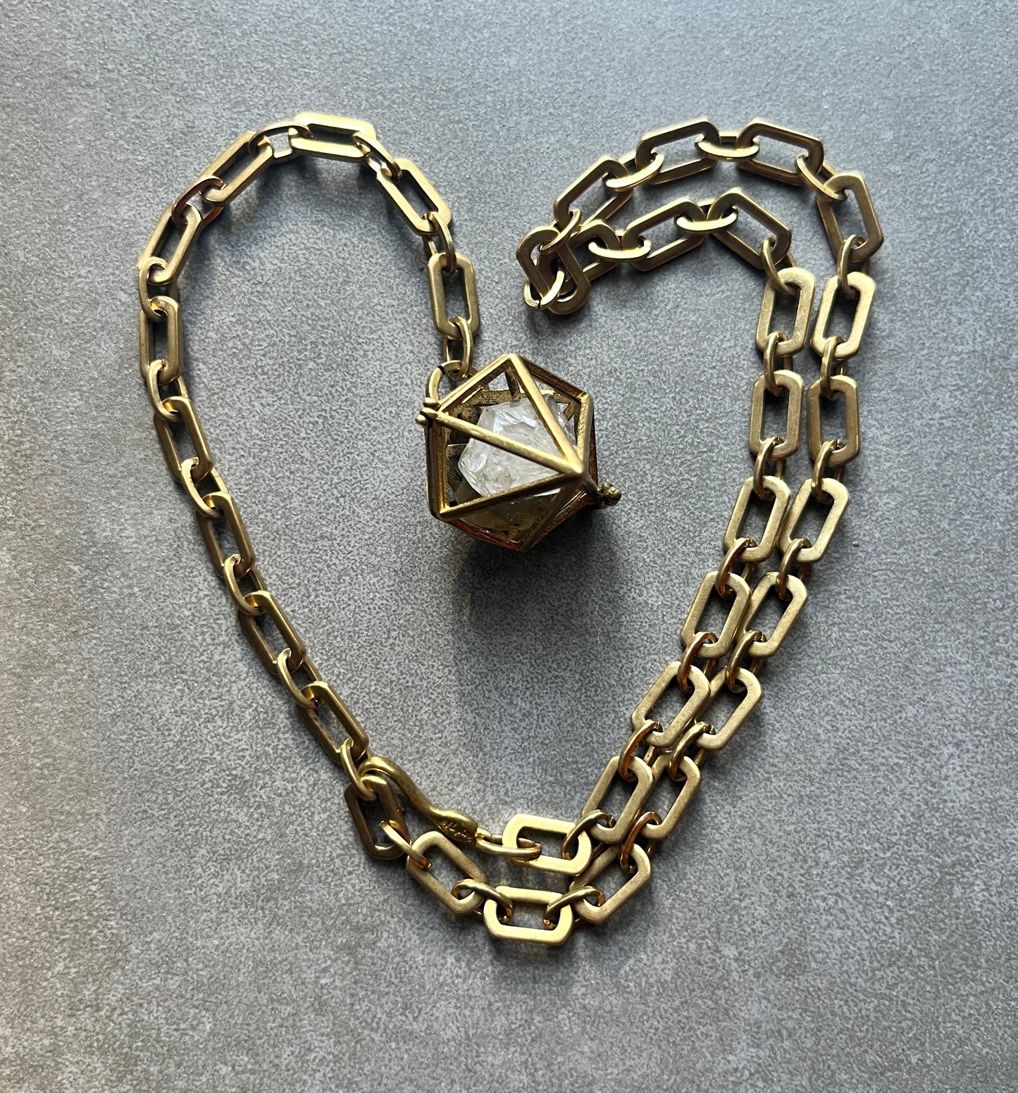 Caged Herkimer Diamond + Raw Labradorite Caged Necklace